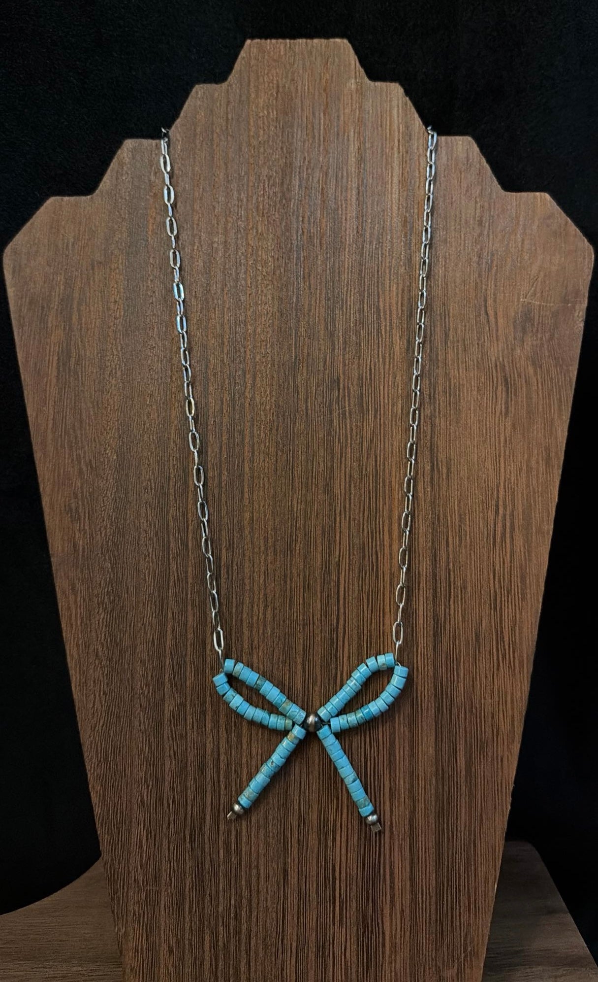 The Turquoise Bow Bar Necklace